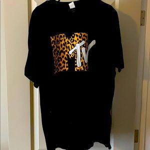 MTV cheetah print logo T-shirt